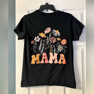 Black Floral 'Mama' T-Shirt
